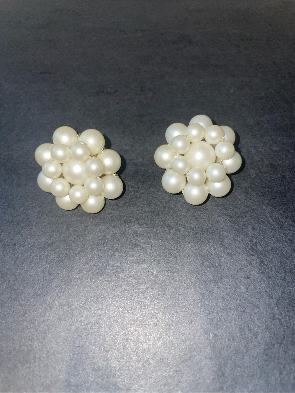 Vintage Classic Pearl Cluster Clip-On Earrings